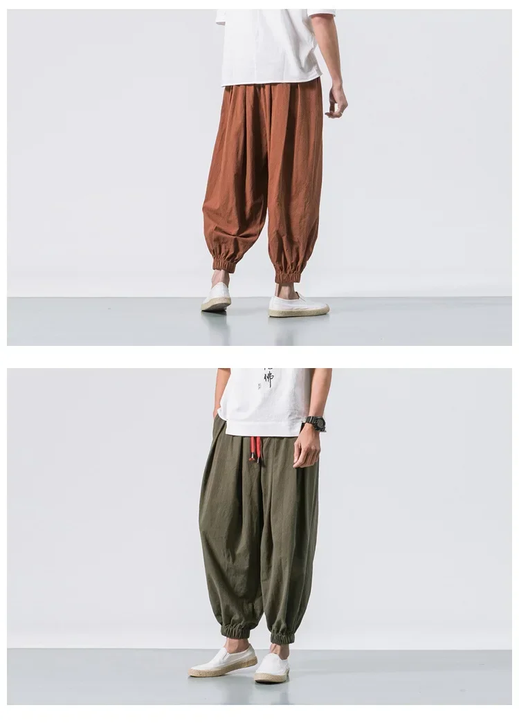 Neue Trendy Männer Harem Hosen Lose Übergroßen Stil Baumwolle und Leinen Hohe Qualität Jogger Jogginghose Casual Männliche Hosen – Detail 8
