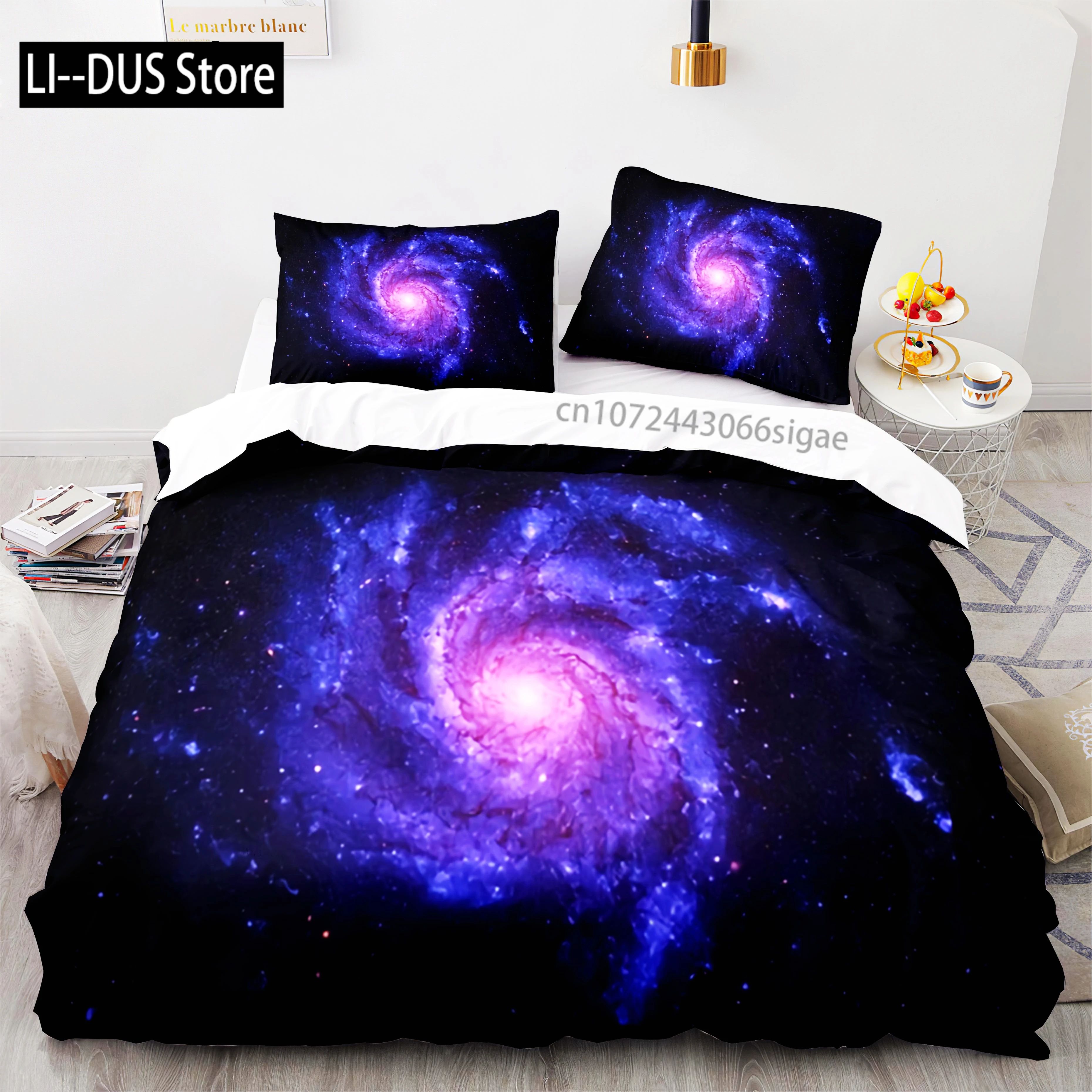 

New Space Galaxy Aurora Sunset Glow Bedding Set Single Twin Full Queen King Size Sky Stars Cloud Bed Set Aldult Kid Duvetcover 5