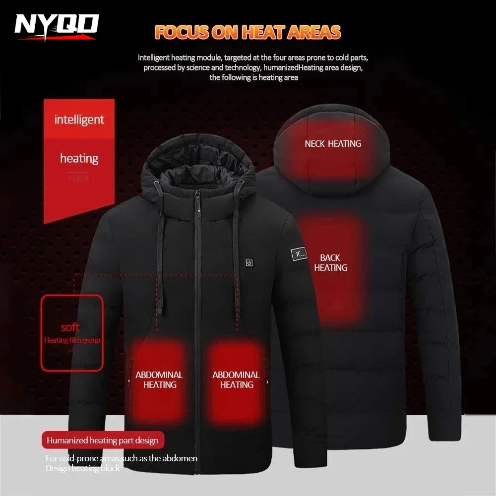 Akıllı Isıtma Pamuklu Giysiler 4 Bölgeli Tek Kontrol USB Elektrikli Isıtma Sabit Sıcaklık Erkek Kapşonlu Ceket Petro ovatnika