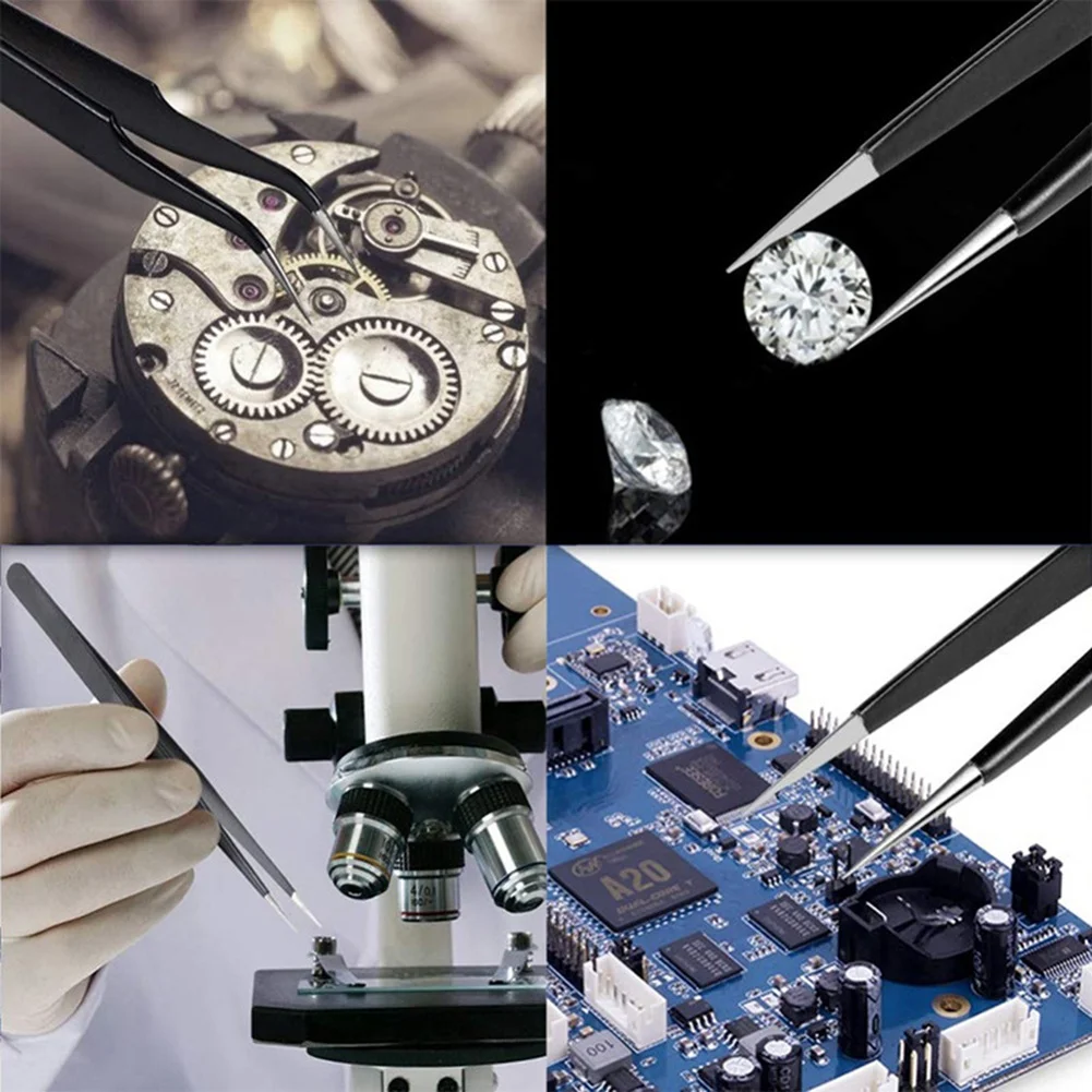 

Набор пинцетов BHBL, 12 штук, антистатические, немагнитные, из нержавеющей стали, мультистандартные, с сумкой для хранения