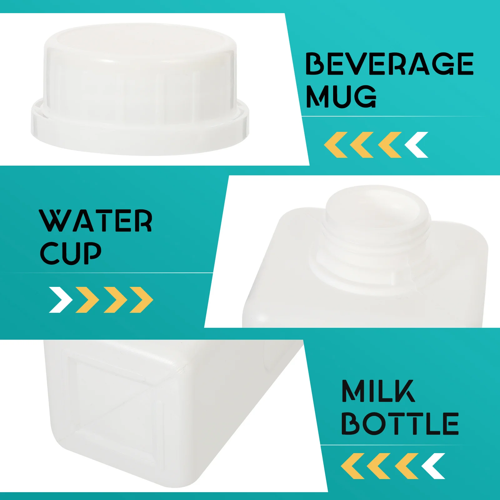 

6Pcs Plastic Milk Bottles Portable Square Shape with Handle Scale Leakproof Airtight Storage Bottles for Juice