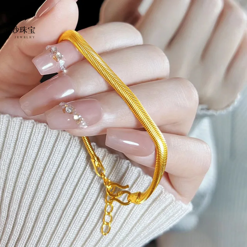 AU999 24K Gold Snake Bone Bracelet for Women: Exquisite Elegance Wrapped Around Your Wrist