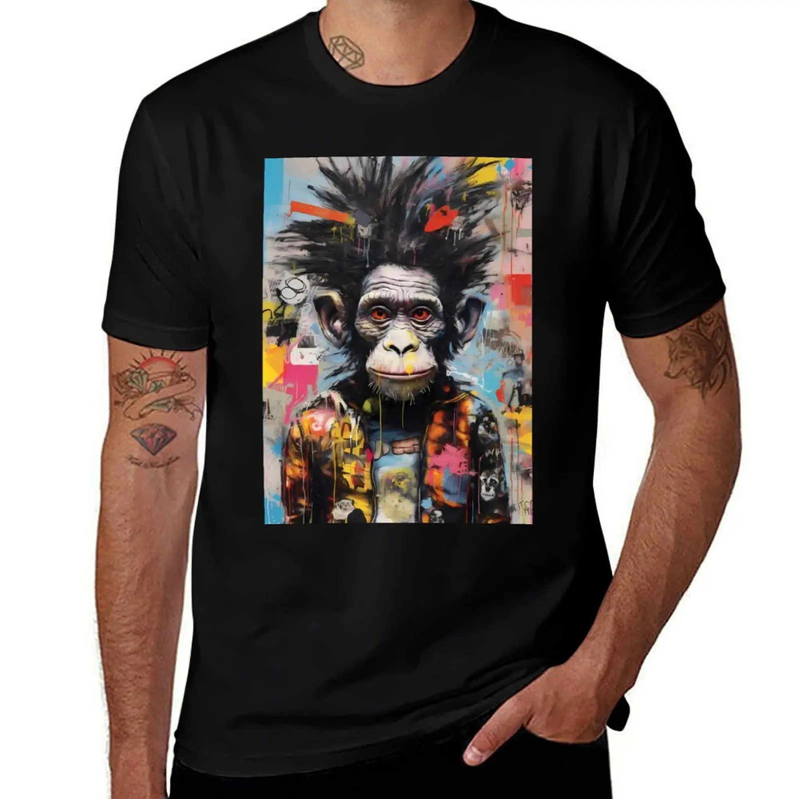 Bold Monkey Art: Fierce Primate Jacket. T-Shirt Lightweight Print T-Shirt