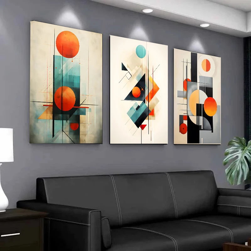 Geometric Abstract  Shapes Expressionism Poster Print Canvas Painting Wall Art Pictures for Living Room and Bedroom Home Decor