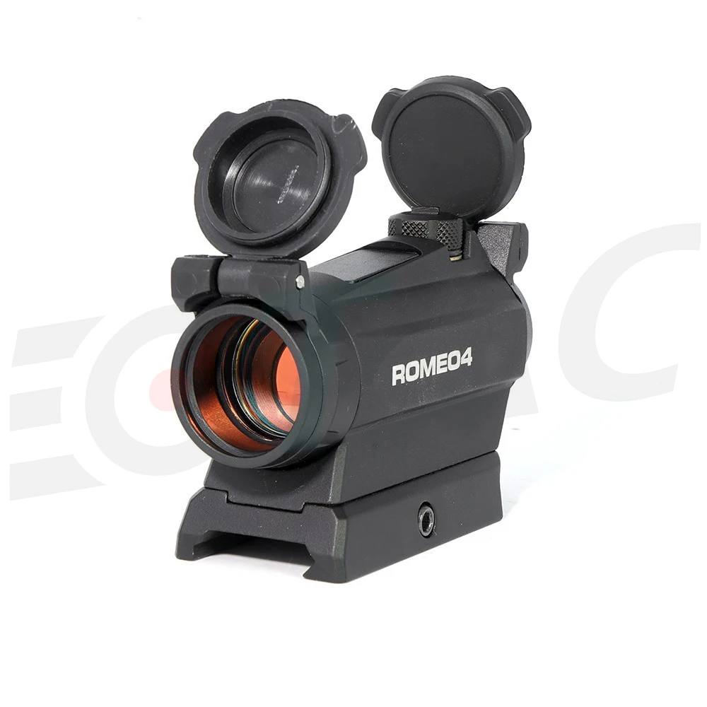 Hunting Airsoft Riflescope Romeo4S 1x24mm Red Dot Sight 2MOA Hunting Airsoft Riflescope with Hight Mount and Lens Caps