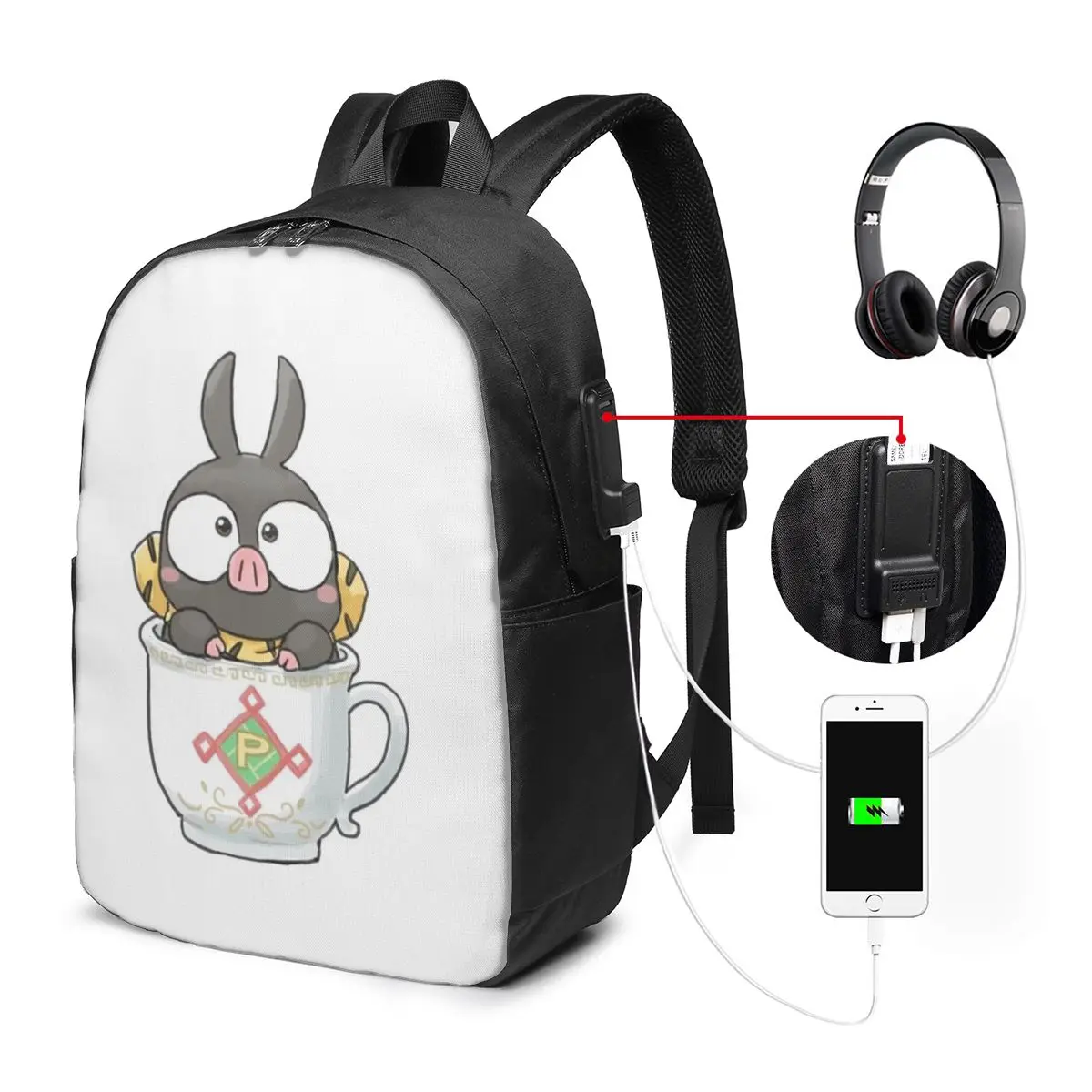 RanmaSaotome Pig Girls P Chan Backpack Travel Notebook Bag ComputerCollege Student School Bag Laptop Shoulder Bags for Men Women view 2