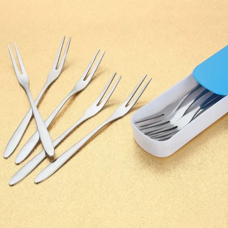 10pcs decorative fork Mini Creative Fruit Cocktail Stainless Steel Dessert fork Fruit signature cake mooncake Fork set