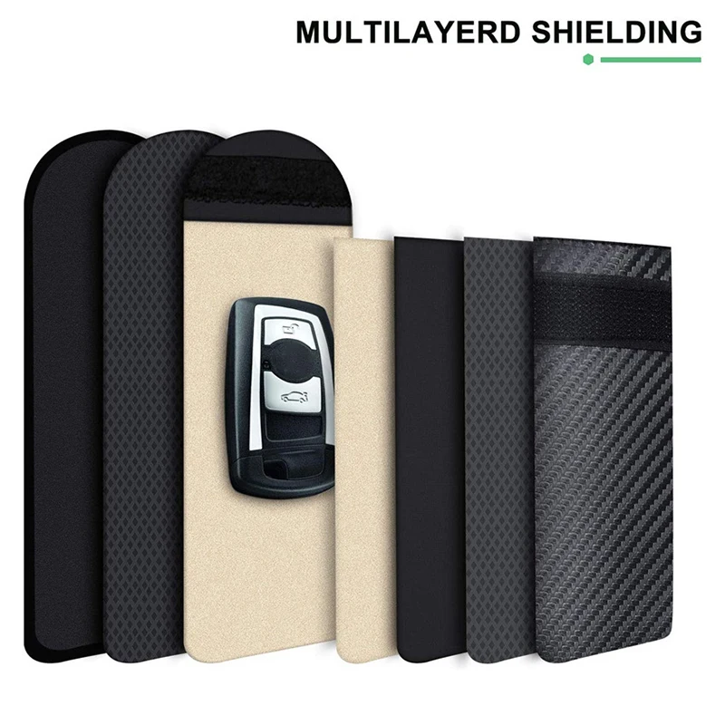 Carbon Fiber Car Key Case Car Key Signal Blocker Mini Case Pouch Keyless Anti-theft Anti-scanning RFID Blocking Bag