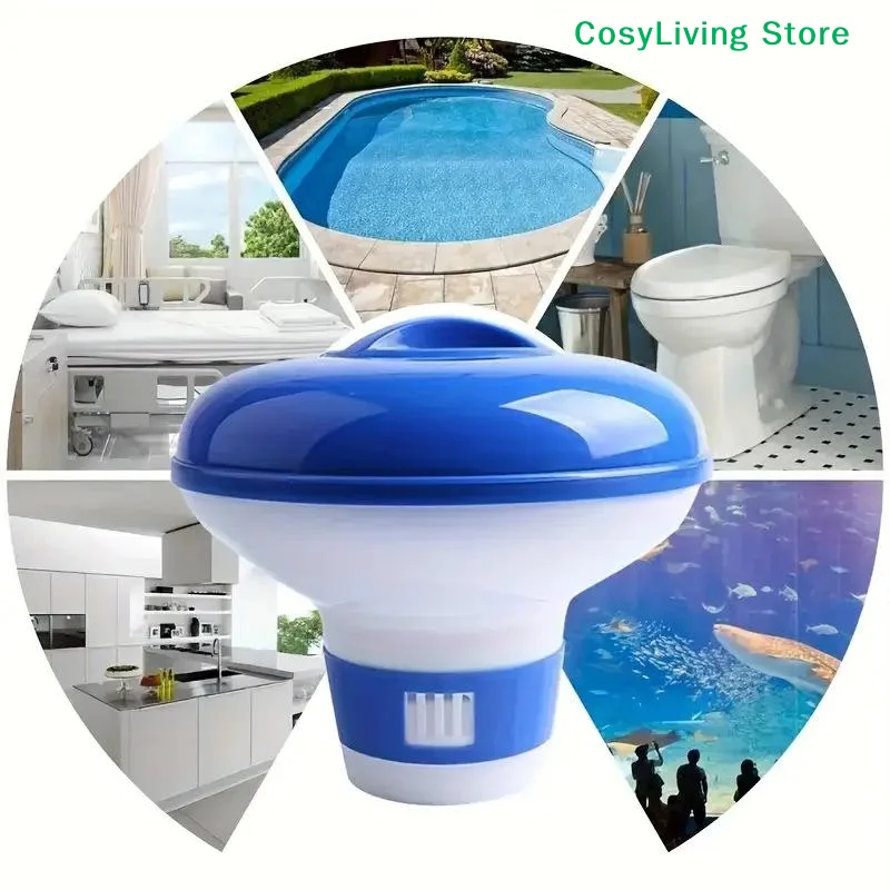 [CL]5 Inch Floating Pool Chlorine Dispenser With Adjustable Flow Vents And Leak Proof Lid Indoor Outdoor Pools Spa Hot Tubs[CL]