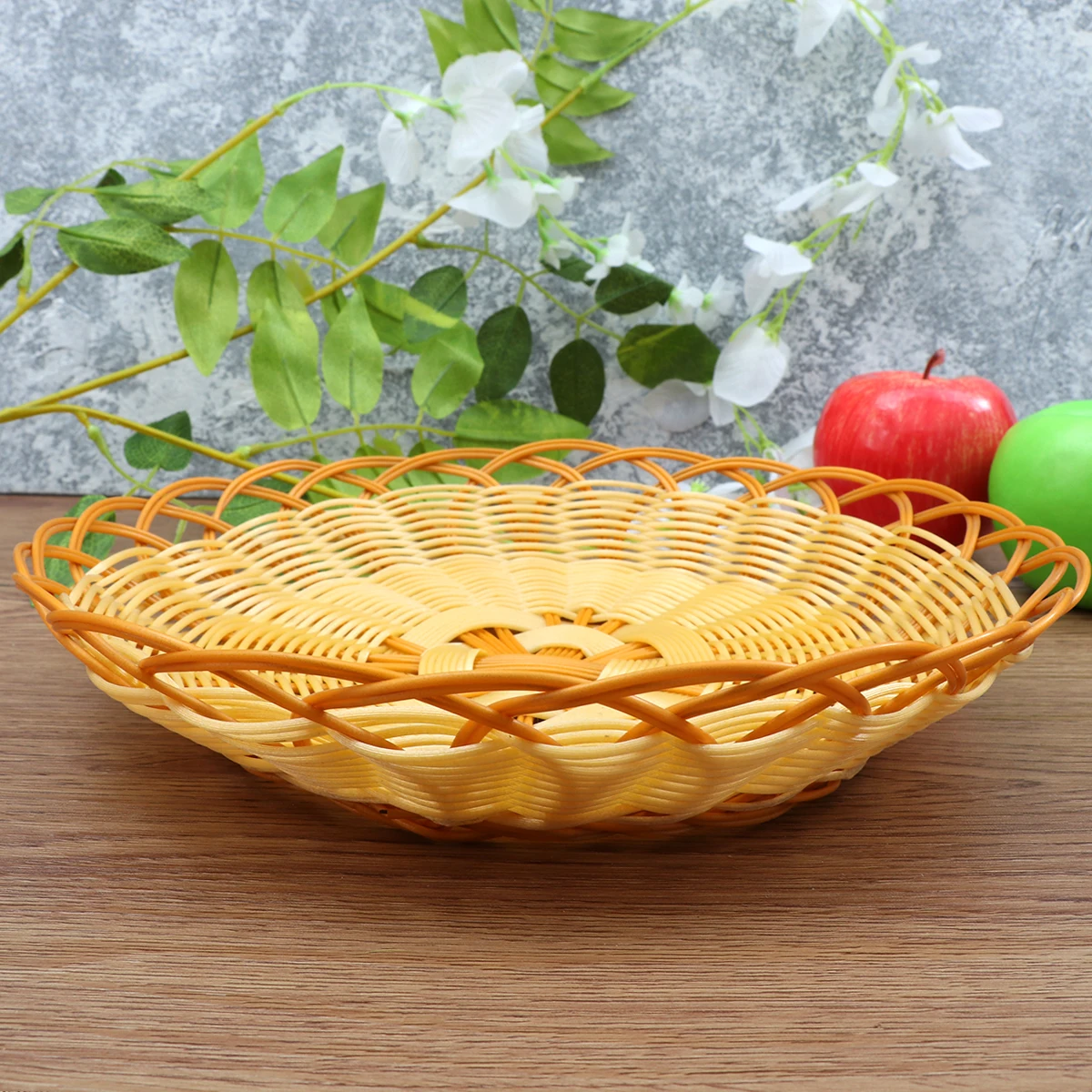 

Plastic Storage Basket Fruit Container Simulate Rattan Bread Vegetable Snack Holder Home Decor Gift Idea Birthday Wedding