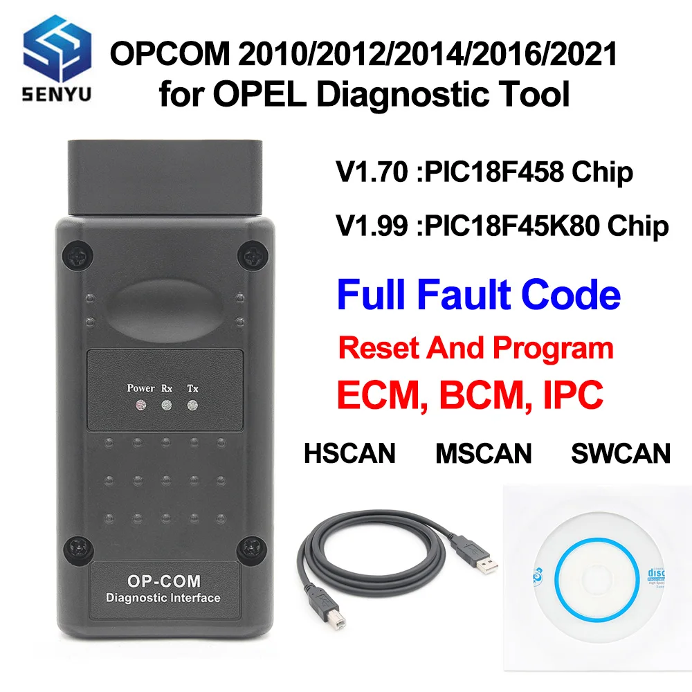 OPCOM 2021 for Opel 1.70 V2014 120309a CAN BUS OBD2 Scanner V1.70 PIC18F458 FTDI V1.99 Diagnostic Code Reader Reset Reprogram