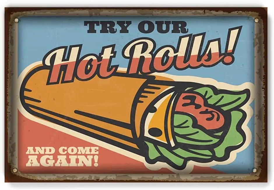 Creative Tin Sign Hot Dog Roll Foot Funny Novelty Metal Sign Retro Wall Decor for Home Gate Garden Bars Restaurants Cafes Office