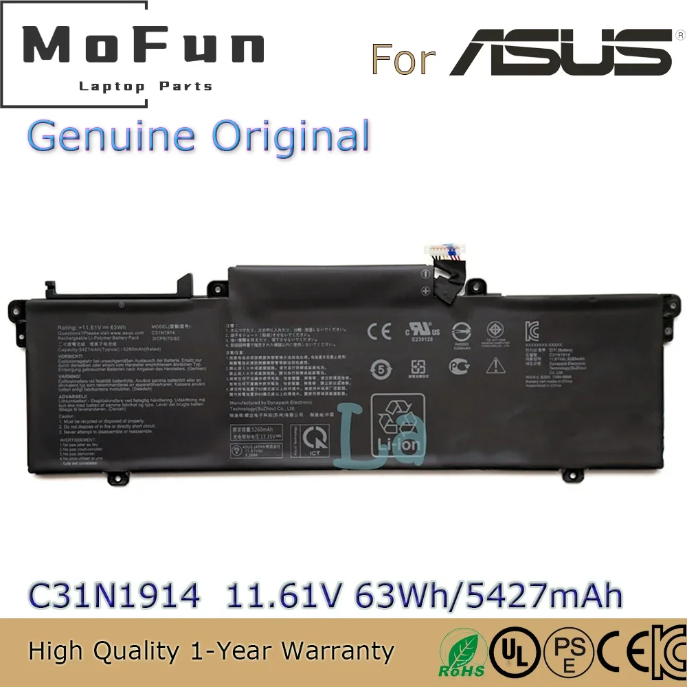 

Brand New Original C31N1914 11.61V 63Wh Laptop Battery for Asus ZenBook 14 UX435EA UX435EAL UX435EGL etc.