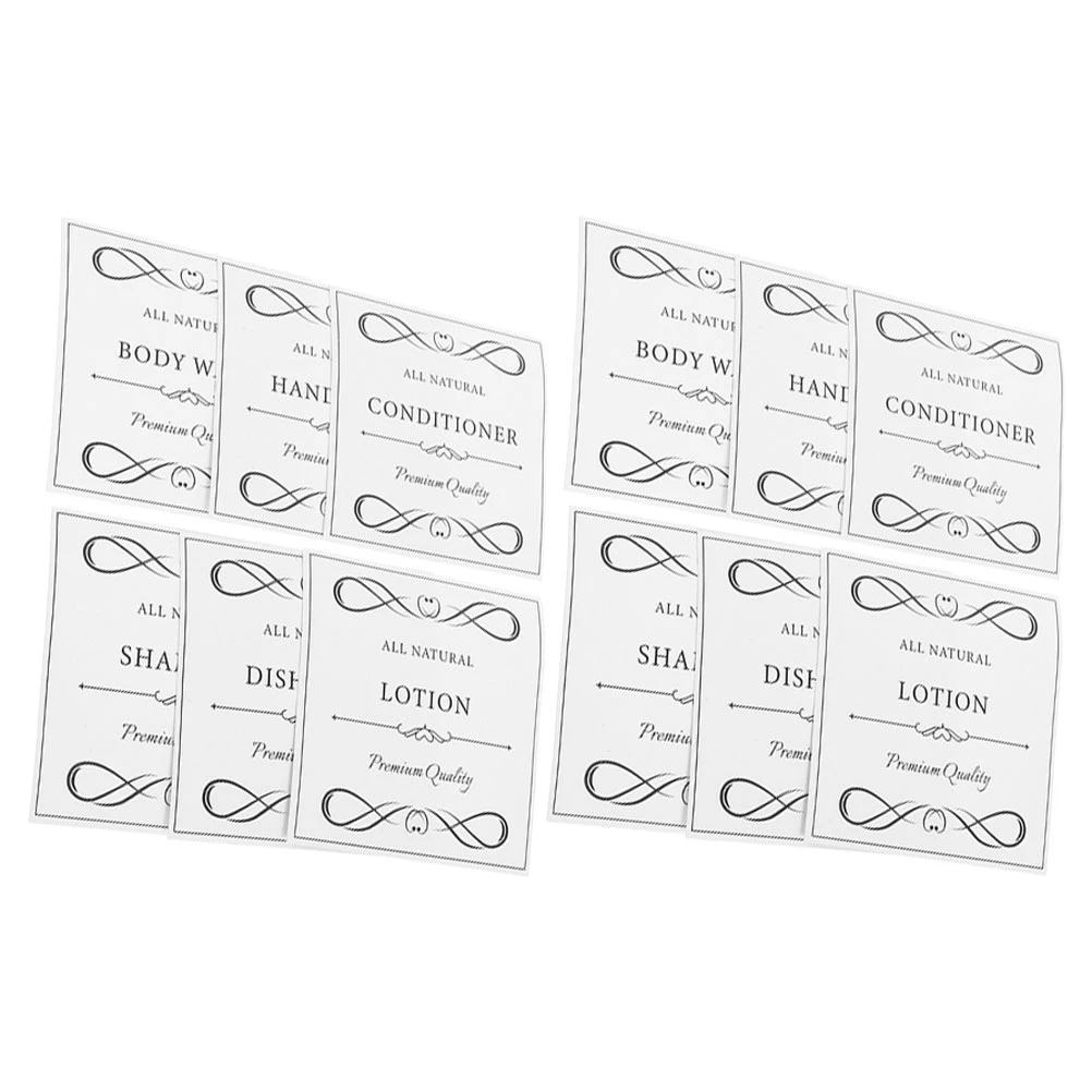 12Pcs Stylish Functional Waterproof PVC Labels for Bathroom Containers Hand Soap Dish Soap Dispensers Shampoo Conditioner
