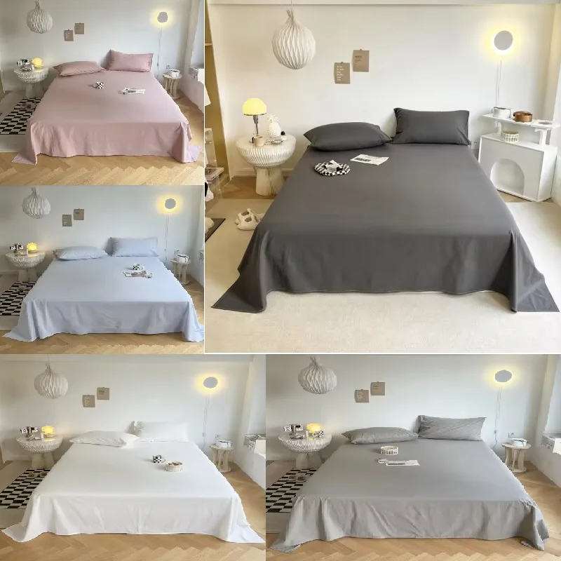 1pc bed sheets，Skin friendly cotton bed sheet, single solid color washed cotton, single item