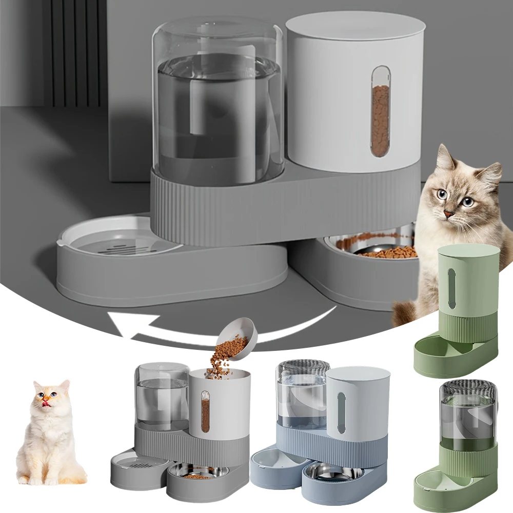 

Removable Automatic Pet Feeder 360 Degree Rotatable Dog Cats Food Bowl Dispenser Storage Container Pet Accessories Gamelles Chat
