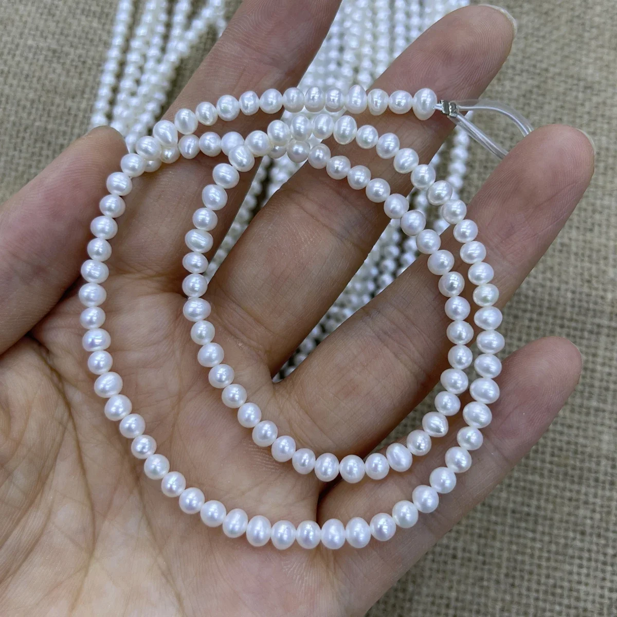 

3-4mm AAAA Sparkle Natural Freshwater Round White Pearl Loose Bead Jewelry Make DIY Necklace Bracelet Accessories Women Wedding