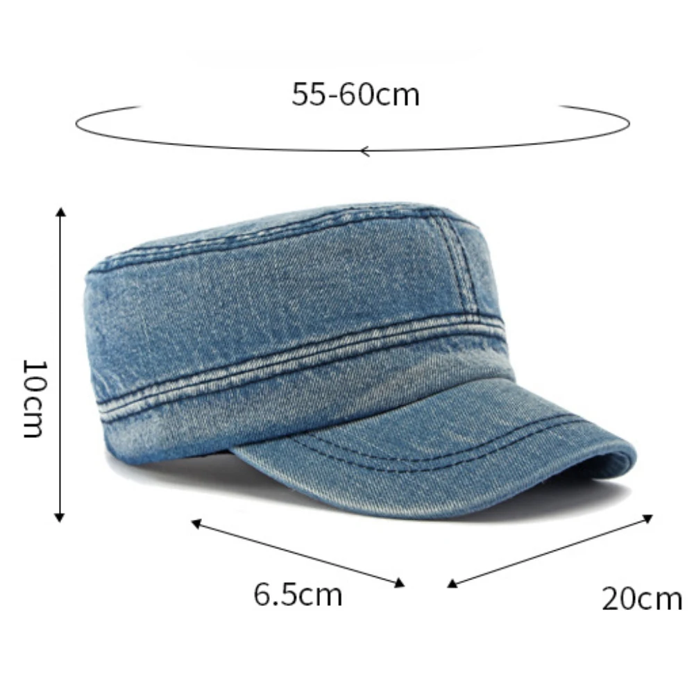 HT5131 Frühling Sommer Herbst Denim Caps für Herren und Damen 100% Baumwolle Flat-Top Baseballkappe 2026 Neue Verstellbare Denim Snapback Kappe – Detail 1