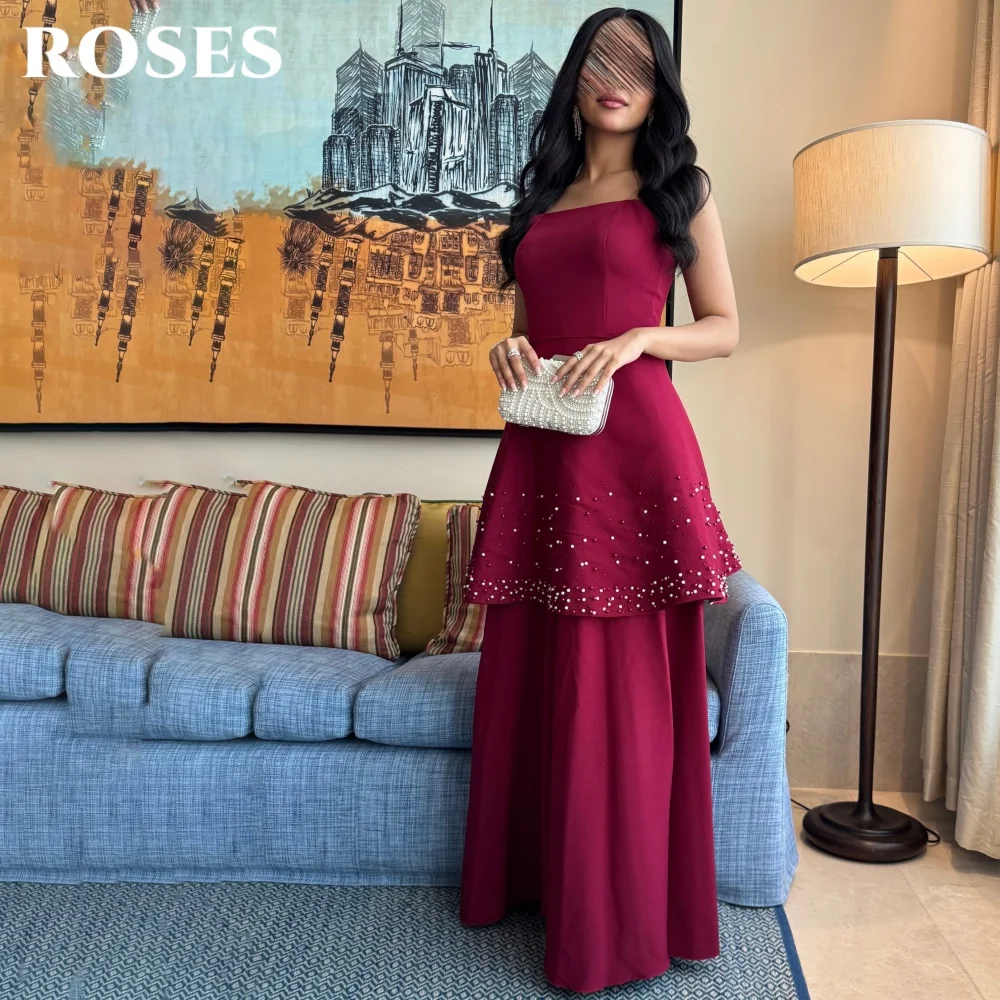 فستان حفلات من الساتان باللون الفوشيا بدون حمالات فستان حفلة موسيقية متدرج مطرز بالخرز فستان سهرة لحفلات الزفاف مع ثنيات رداء de soirée مخصص #5