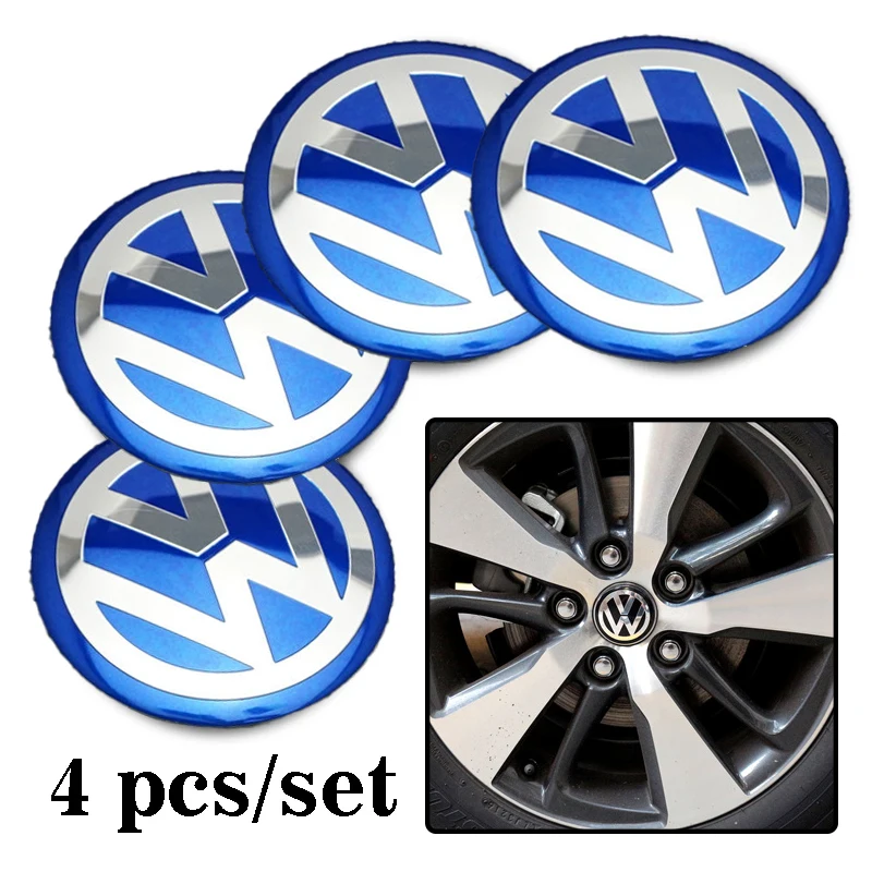 4 szt. Naklejki na koło samochodowe 56mm Auto kołpak środkowy naklejki dla Volkswagen GTI R-Line R Polo T5 Golf Passat Scirocco Beetle Tiguan