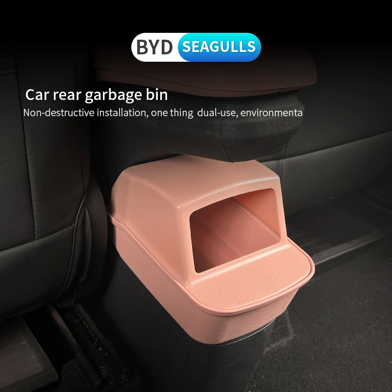 

For Byd Seagull Car Rear Seat Storage Box Modification Organizer Center Console Bins Backseat Trash Can Garbage Bag Storage Bags