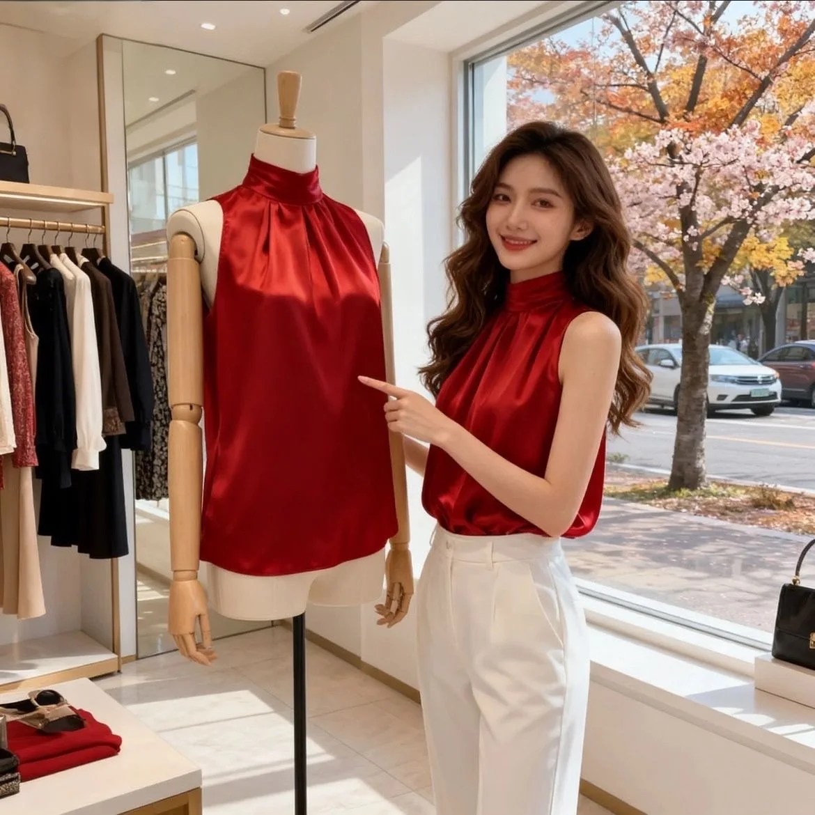 Summer 2026 Women's High Collar Sleeveless Top Tank Vest Base Shirt Inner Fashionable Shirt Commute Style Loose Fit Breathable