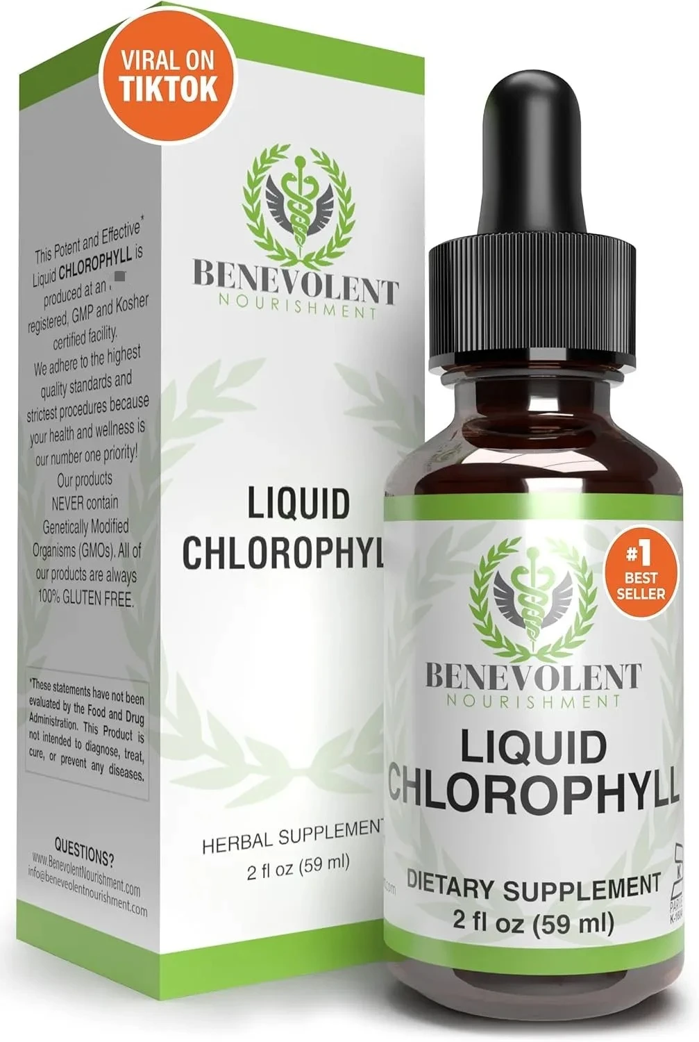 

Chlorophyll Drops Detox & Immune Support, Internal Deodorizer & Skin Health Supplement, Mint Flavor Chlorophyll Liquid Drops
