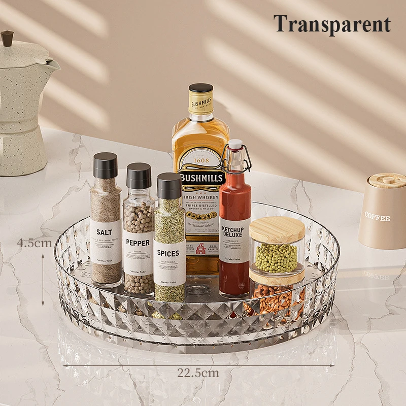 Kitchen Storage Spice Rack 360 Degree Rotation Cabinet Storage Box Tray Non-Slip Spice Round Shelf Board Kitchen Organizer image 6