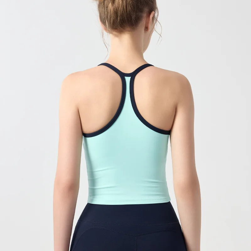 I-shaped Back Camisole for Women, Shock-absorbing Vest, Outerwear, Pilates Training, Contrasting Color, One Piece