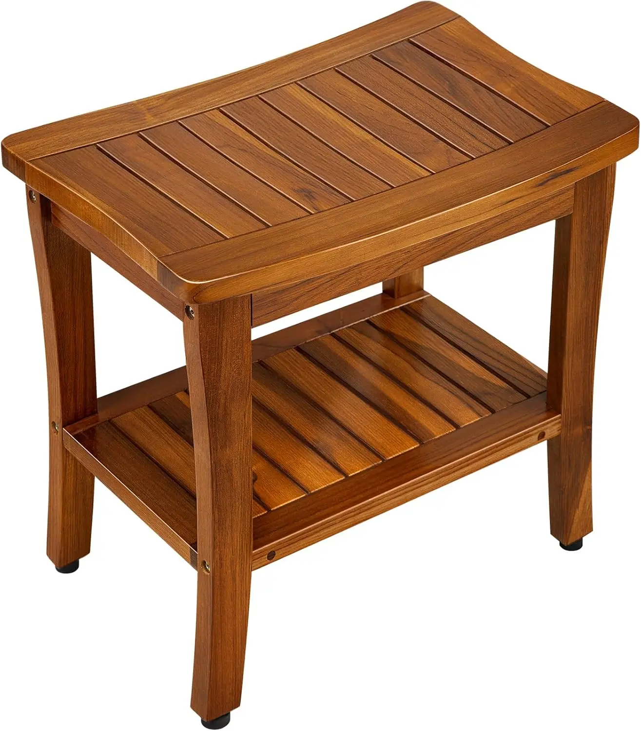 

20" Teak Shower Bench Waterproof Wooden Chair for Inside Use, Teak Shower Stool with Shelf for Bathroom, Durable Bath Bench