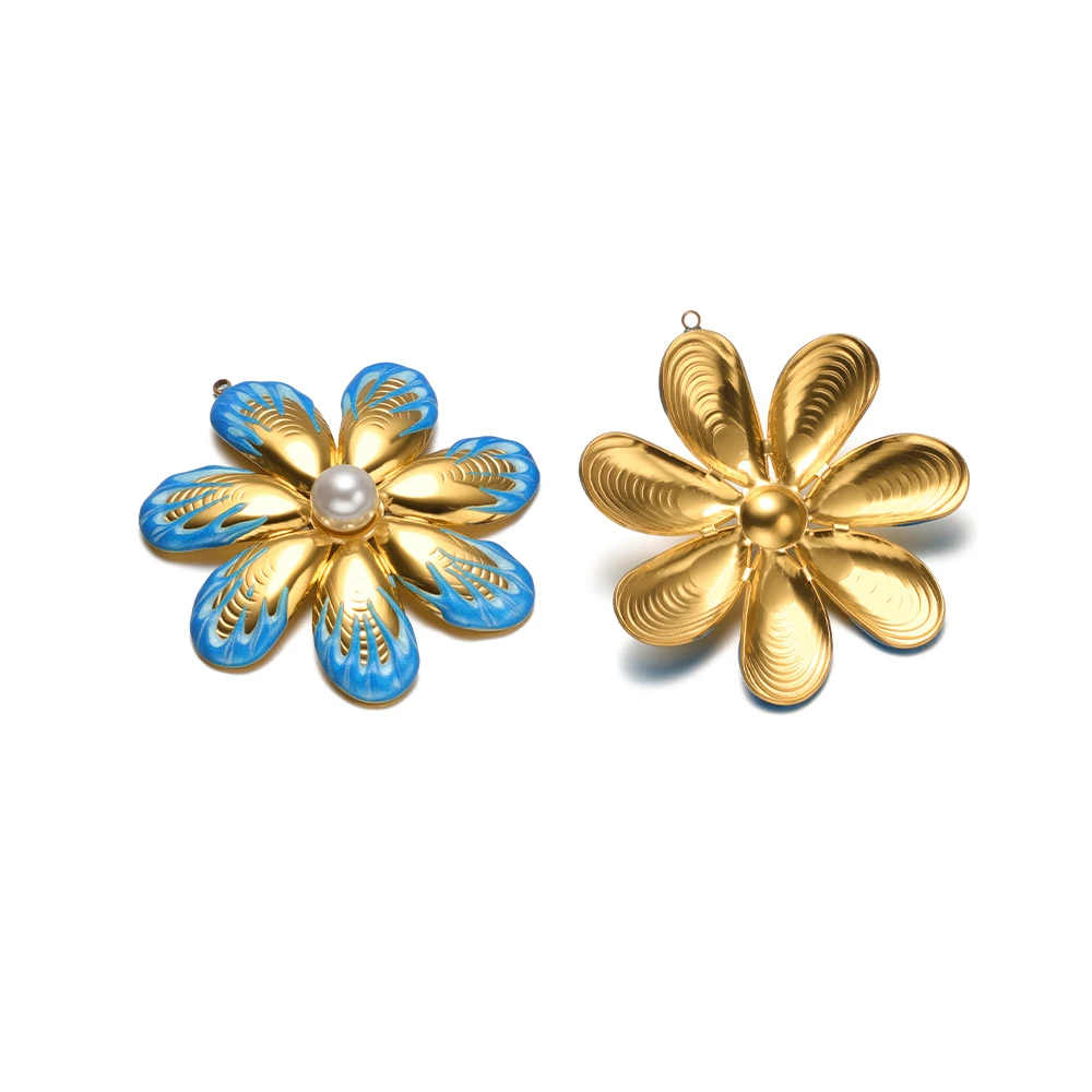 

2Pcs Flower Conch Charms Stainless Steel Big Lip Pendants for DIY Earrings Necklaces Making Fashion Jewelry Bracelets Findings