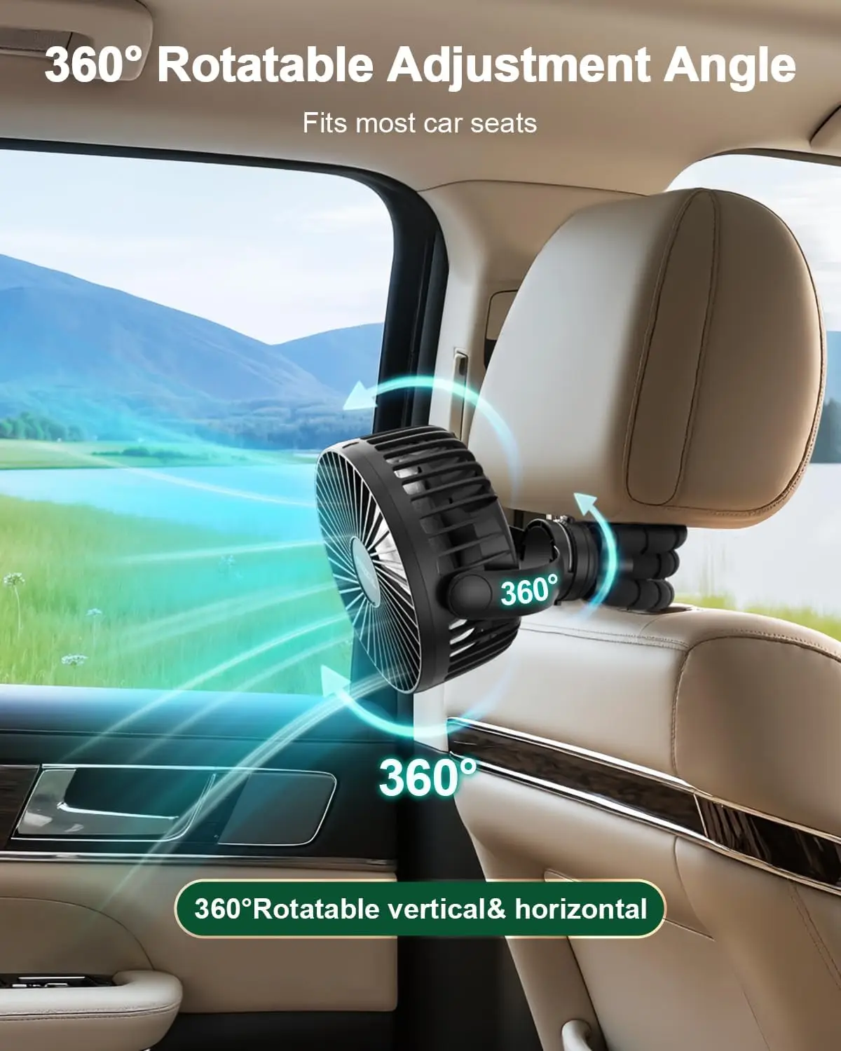 2026 New Upgrade Portable Stroller Fan, Use As Power Bank, 65H 12000mAh Battery Operated Fan Flexible Tripod Baby Car Se
