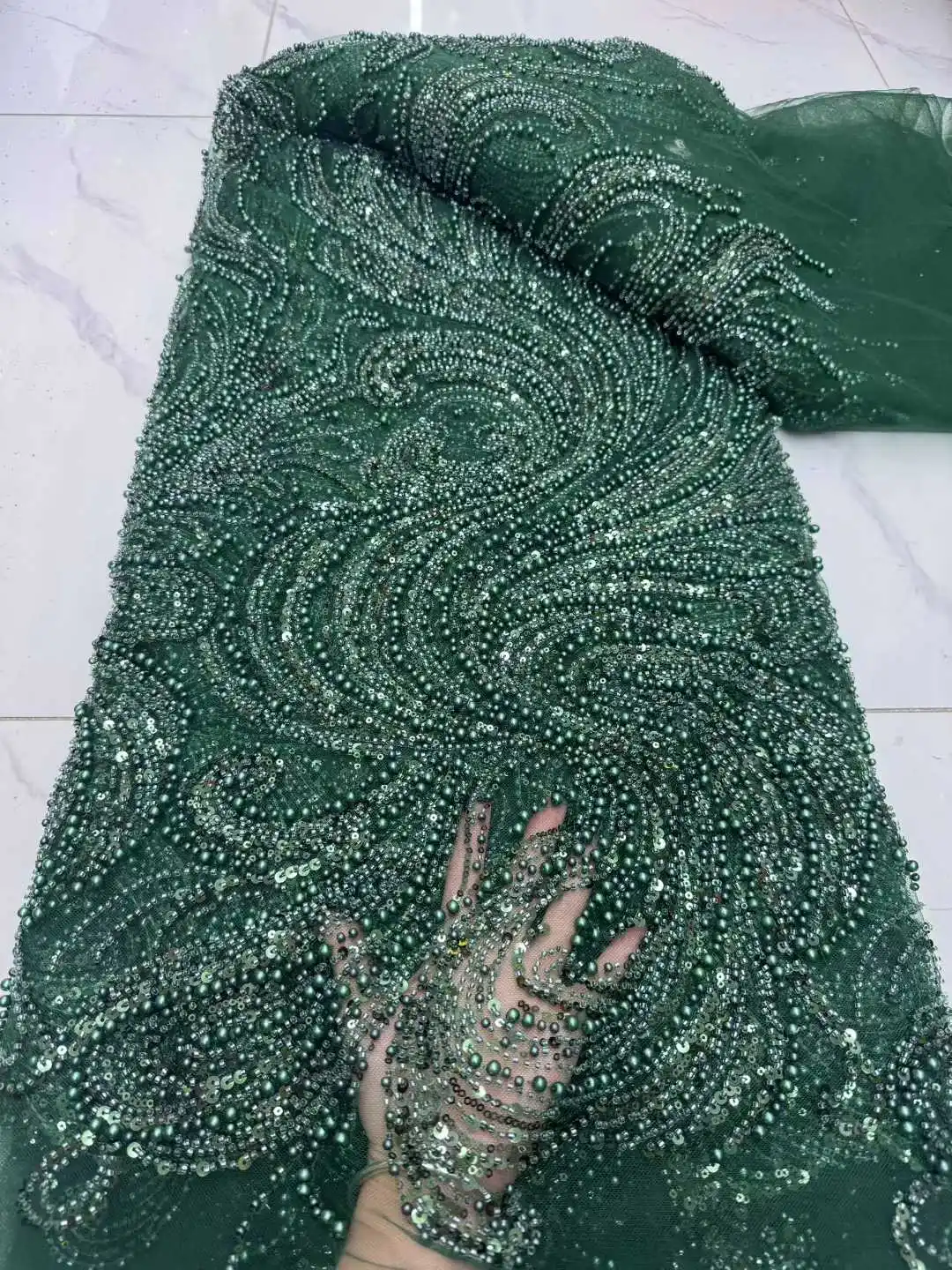 2025 African Nigerian Embroidery Lac High Quality French Tulle Lace Fabric With Heavy Beaded And Sequins for Wedding Party Dress