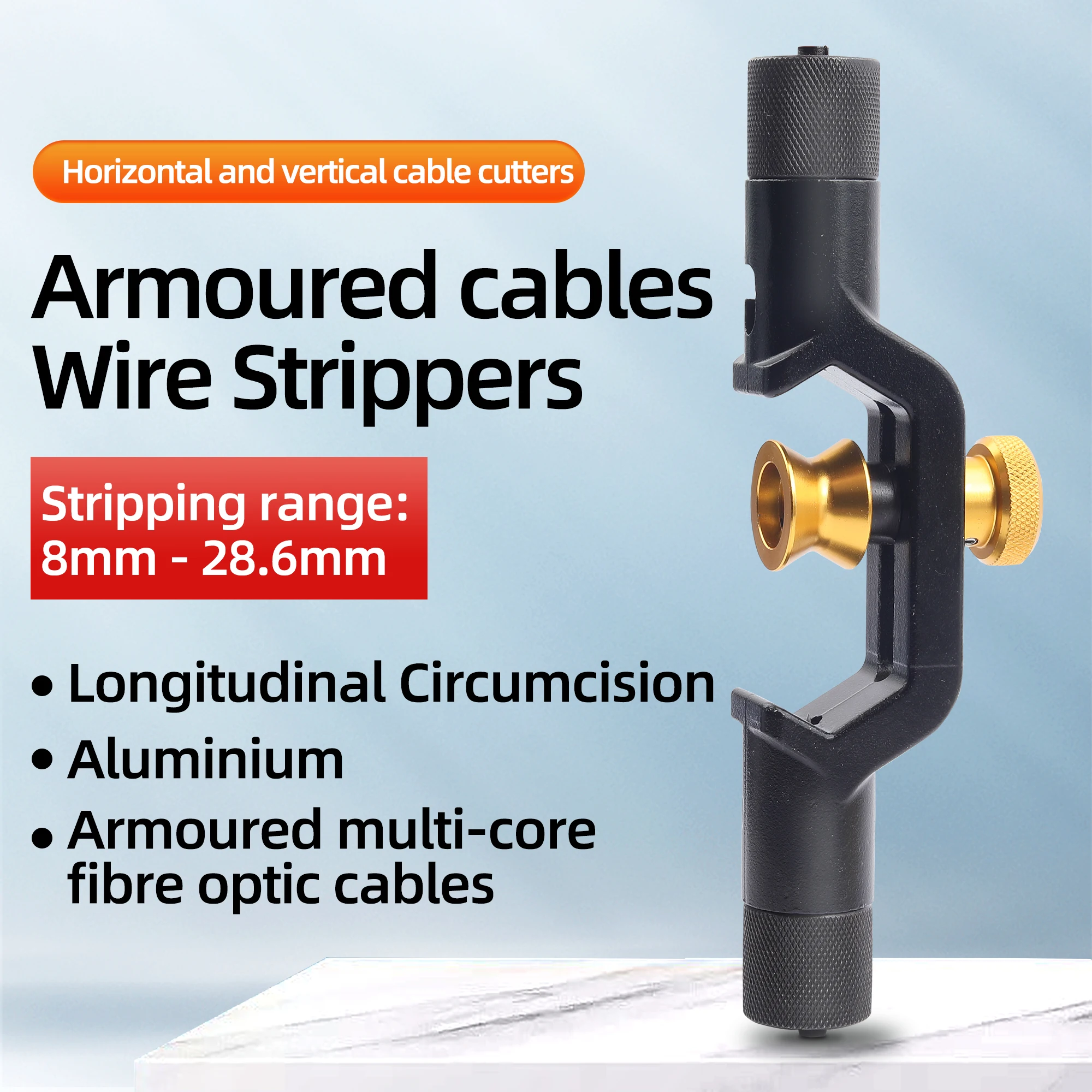 FTTH Double Head Transverse Armoured Cable Stripping Knife 8-28.6mm Fiber Optic Cable Stripper Armored Fiber Cable Slitter