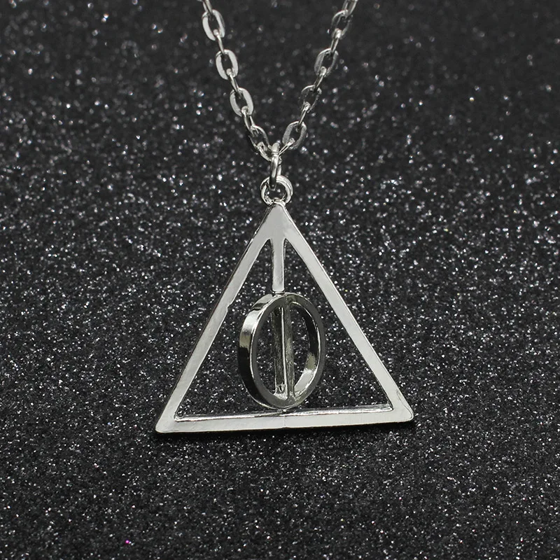 3pcs/set Triangle Necklace The Deathly Hallows Pendant Action Toy FiguresMovie Trendy Jewelry Chain Women Men Accessary