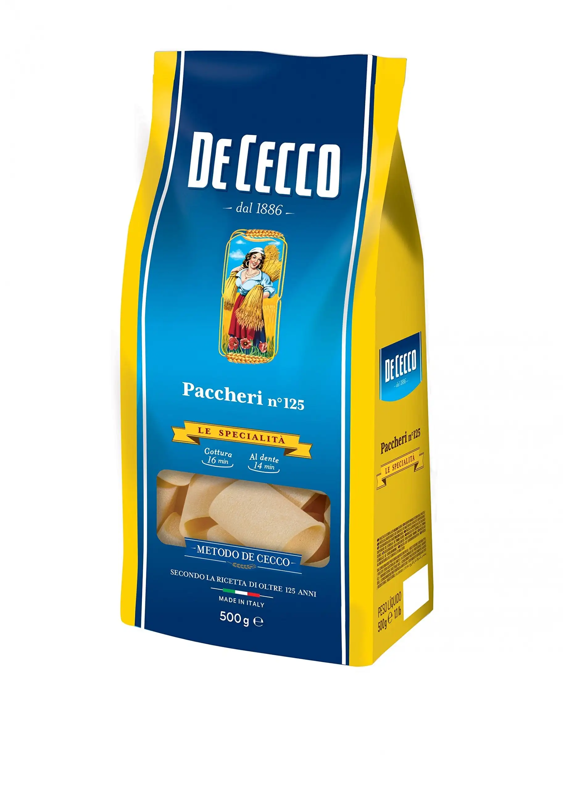 5 X Pasta De Cecco 100% Italiaanse Paccheri N 125 pasta 500 G