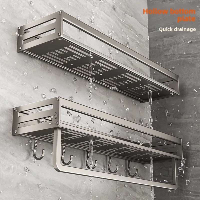 YM Wall-Mounted Kitchen Storage Rack-No Drilling Required Multifunctional Aluminum Spice Organizer Efficient Kitchen Managem
