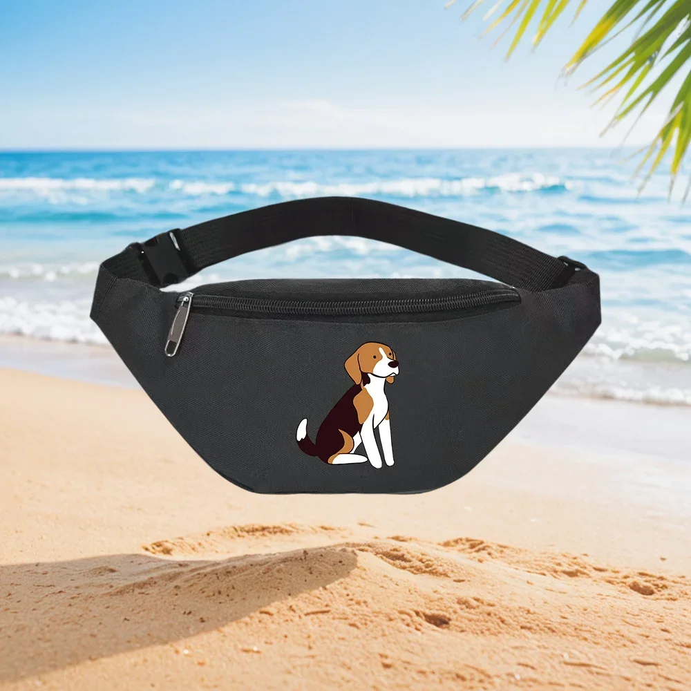 Adorable Beagle Dog Sitting Pose Waist Backpack Crossbody Chest Bag Street Casual Sporty Fashionable Simple Unique Printed Desig