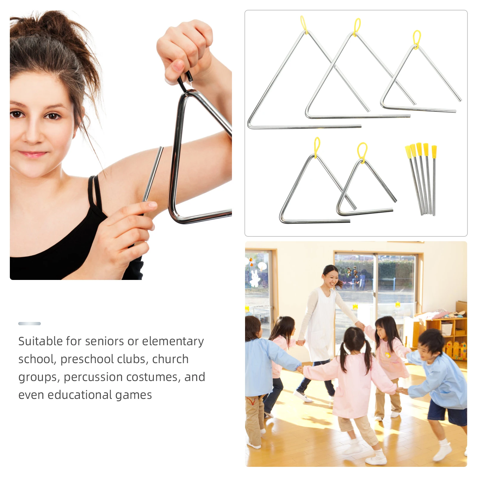 

5 Sets Puzzle Percussion Instrument Child Kids Musical Instruments Iron Children Triangle