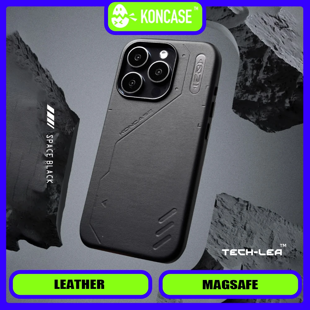 

Koncase Magsafe Phone Case Leather Anti-Drop Phone Cover Wireless Charging Simple High-end For Iphone 15 Pro Max Cellphone Man