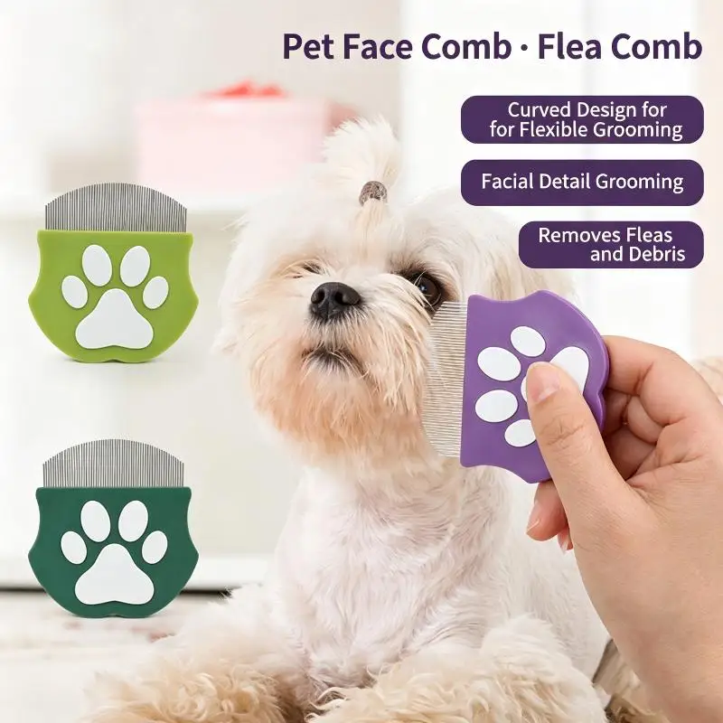 Pet Mini Face Grooming Comb Metal Teeth Flea Remover Detangling Brush For Cat Dog Facial Care Pet Supplies