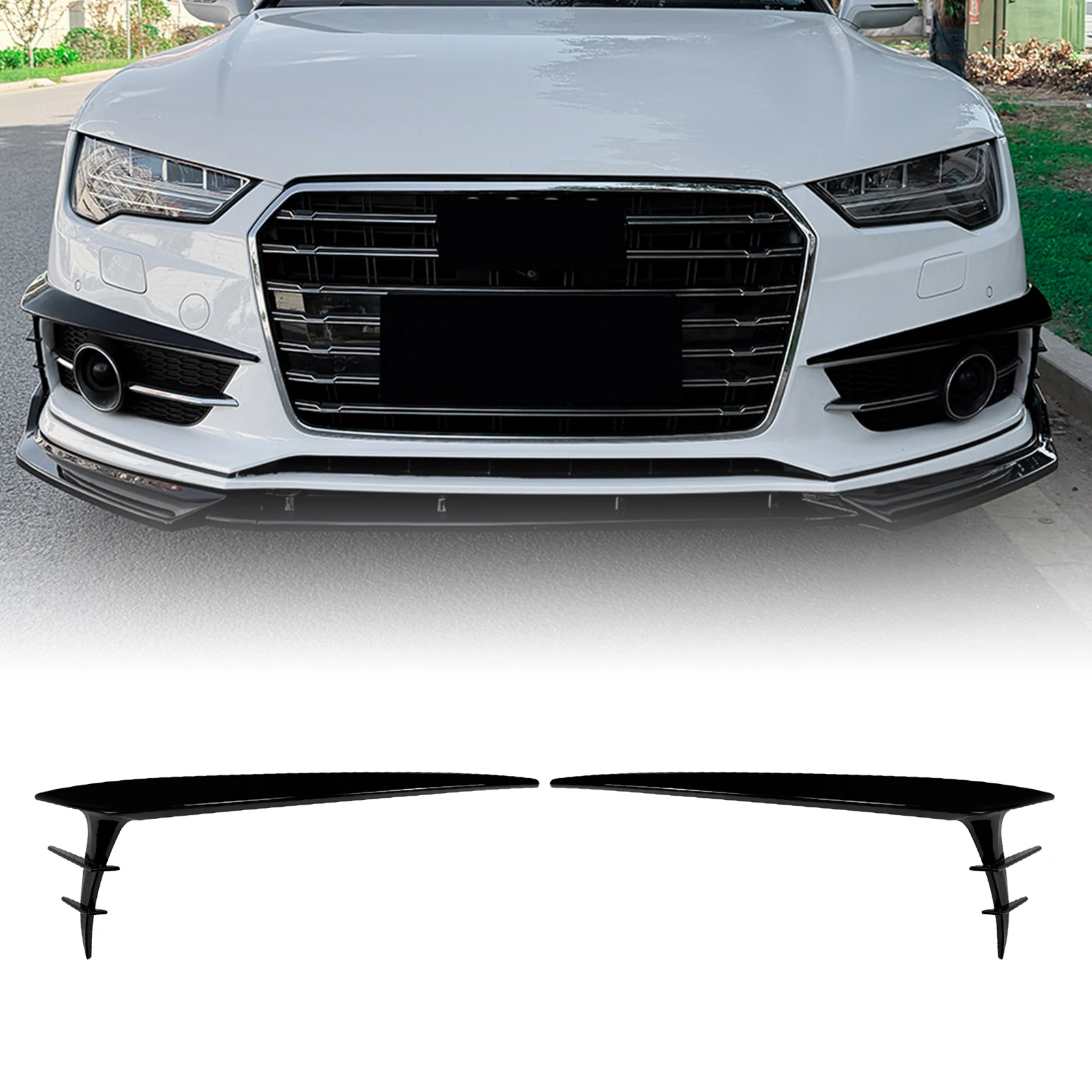 Front Stoßstange Seite Air Vent Trim Für Audi A7 S7 C7 Sline 2015-2018 Nebel Licht Lampe Abdeckung Intake Rahmen canard Splitter Spoiler Lip