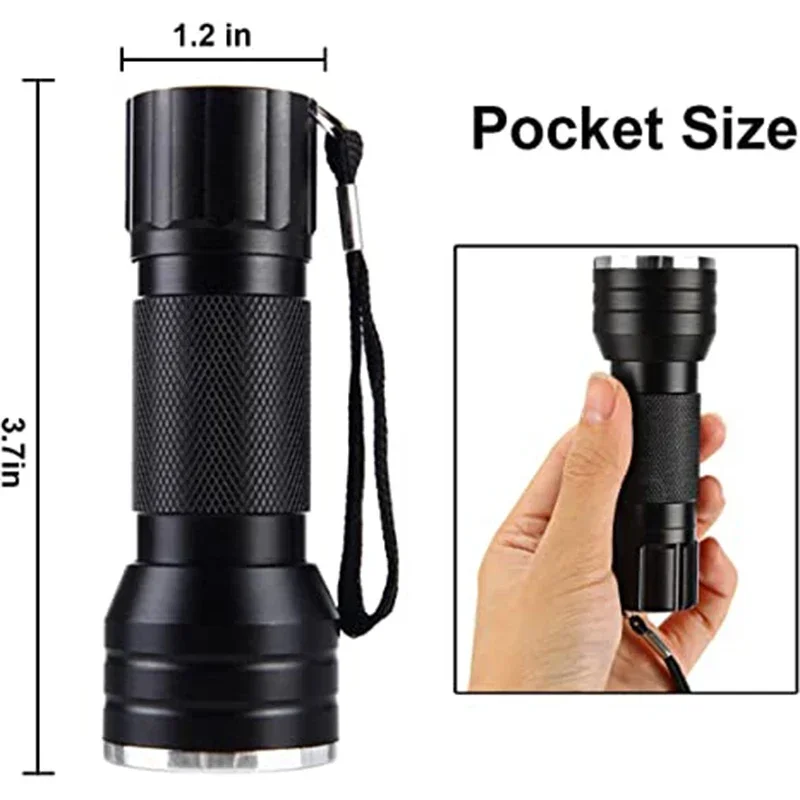 UV Flashlight Black Light Blacklight Detector for Dog Urine Ultraviolet Flashlight 51 LED 395nm Handheld Blac