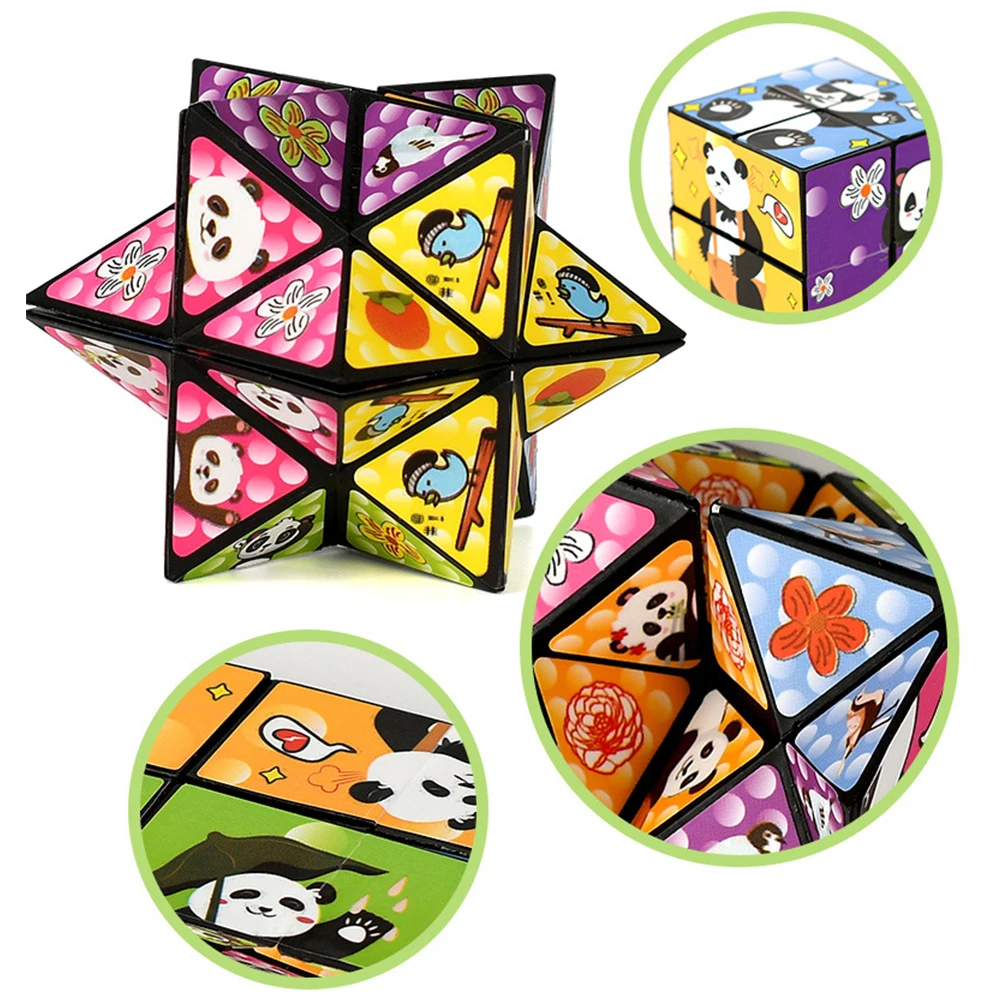 Panda Infinite Magic Cube Geometric Folding Flipping Puzzle Three-Dimensional Small Toy Hand Flip Puzzle 3D Deformation