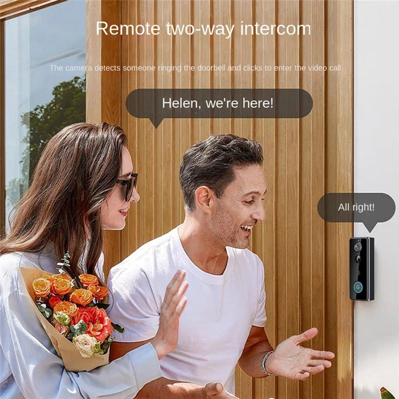 ABSQ-كاميرا جرس الباب اللاسلكية في الهواء الطلق مع الرنين، 180 °   عرض من الرأس إلى الأمام، جرس باب يتضمن شاشة عرض فيديو 2K بدون اشتراك، Tuya 2.4Ghz Wifi