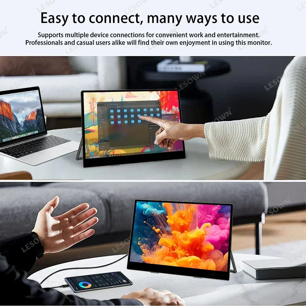 15.6 Inch 4K Portable Monitor 3840x2160 IPS HDR, USB-C HDMI External Display for Laptop Mac PS5, Ultra Slim Travel Gaming Screen