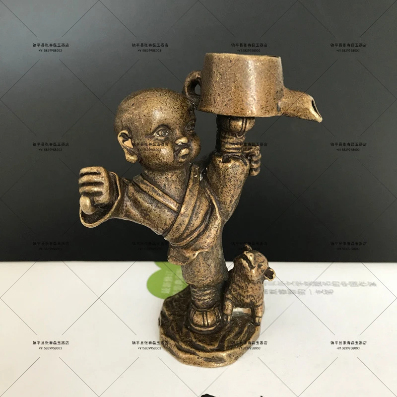 Little Monk Creative Ornament, Brass Figure Statue Decorative Craft Gift