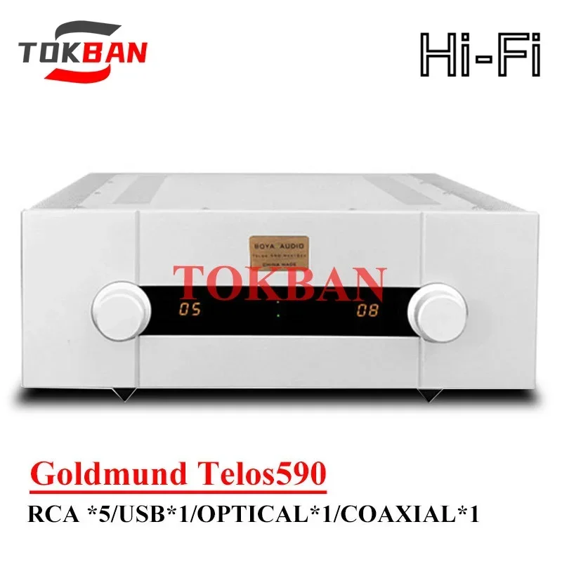 Tokban Replica Goldmund Telos590 Power Amplifier 250w*2 High Power Usb Fiber Coaxial HIFI Amp High-end Stereo Amplifier Audio