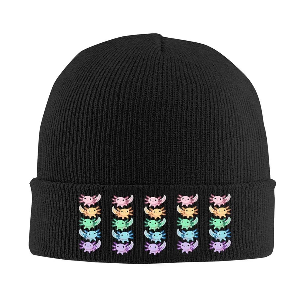 2026 Axolotl pattern cartoon creatures smiling cute Men Women Unisex Knitted Hat Beanie Pullover Cap Winter Thermal Warm Christm