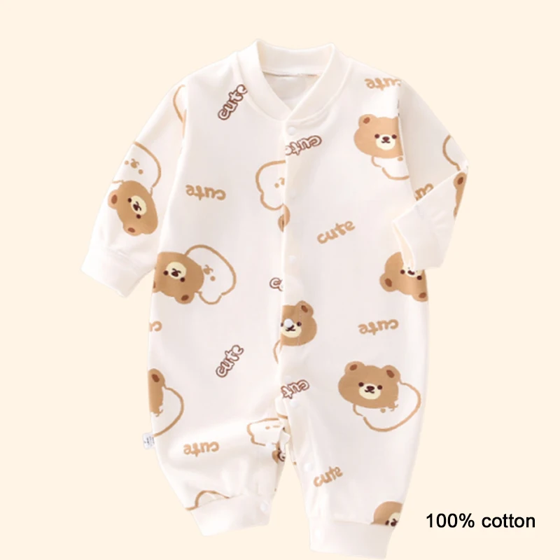 

Combed Cotton Baby Jumpsuit Long Sleeved Crawling Clothes for Boys And Girls Spring Autumn Printed Pajamas Baby Romper